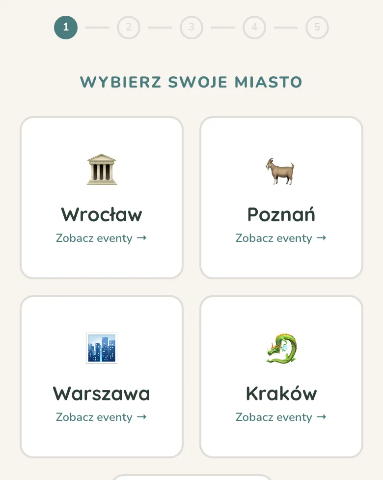 Ekran zapisu Vriendi: wybór miasta